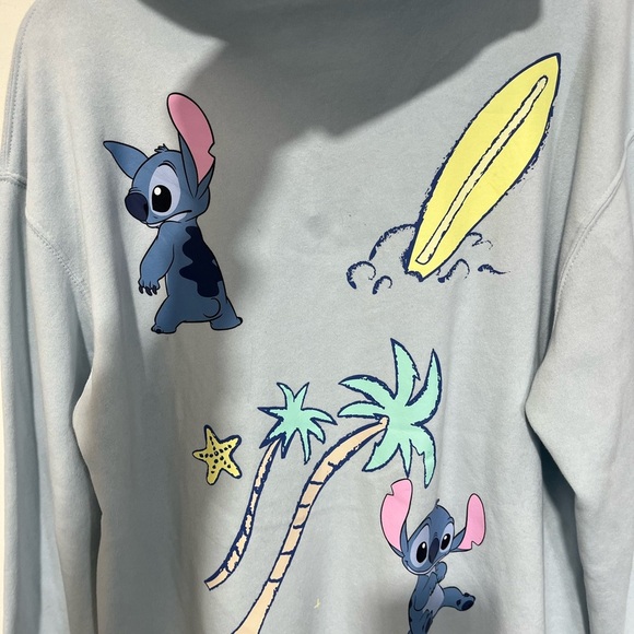 Disney Stitch Light Blue Full Zip Hoodie Stitch Character Cotton Blend Size M - Picture 4 of 8